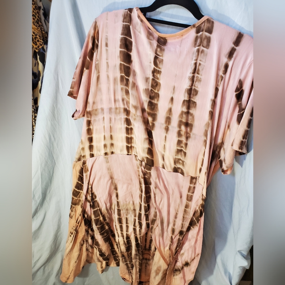 White Mark Women's Tie-Dye Faux Wrap Dress - Picture 6 of 8